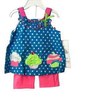 RARE‎ EDITIONS 2 PCS SET OUTFIT DRESS & BOTTOM 9 MOS NEW WITH TAG